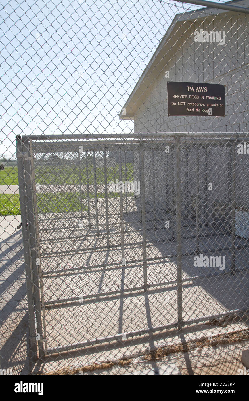 Dog kennel at prison. Lincoln Correctional Center, Nebraska, USA. Stock Photo
