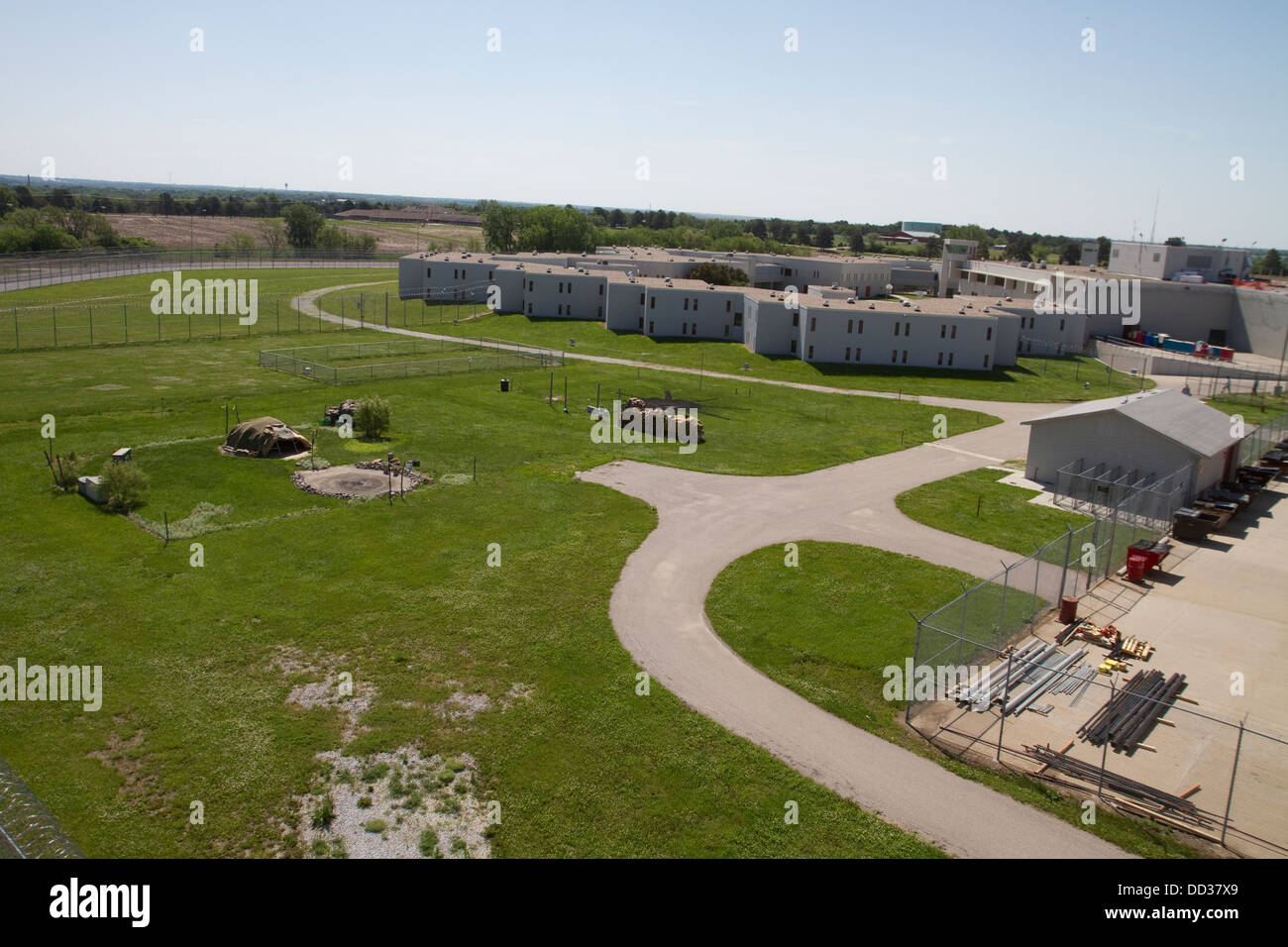 View from Tower Two, overlooking the religious lands. Lincoln Correctional Center, Lincoln, Nebraska. Stock Photo