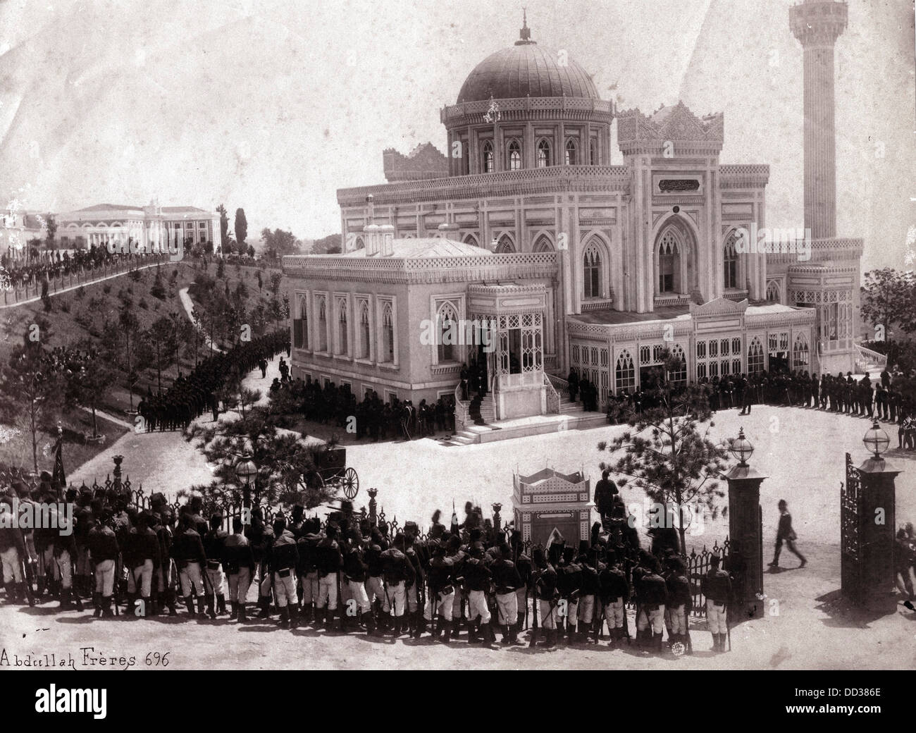 The Selamlik (Sultan's procession to the mosque) at the Yıldız Hamidiye Mosque, Istanbul, Turkey, ca 1880, by Abdullah Freres Stock Photo