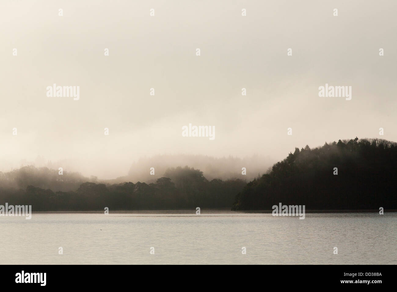 A mist hangs over Lough Gill, made famous by W.B.Yeats poem, Innisfree in County Sligo, Northern Ireland Stock Photo