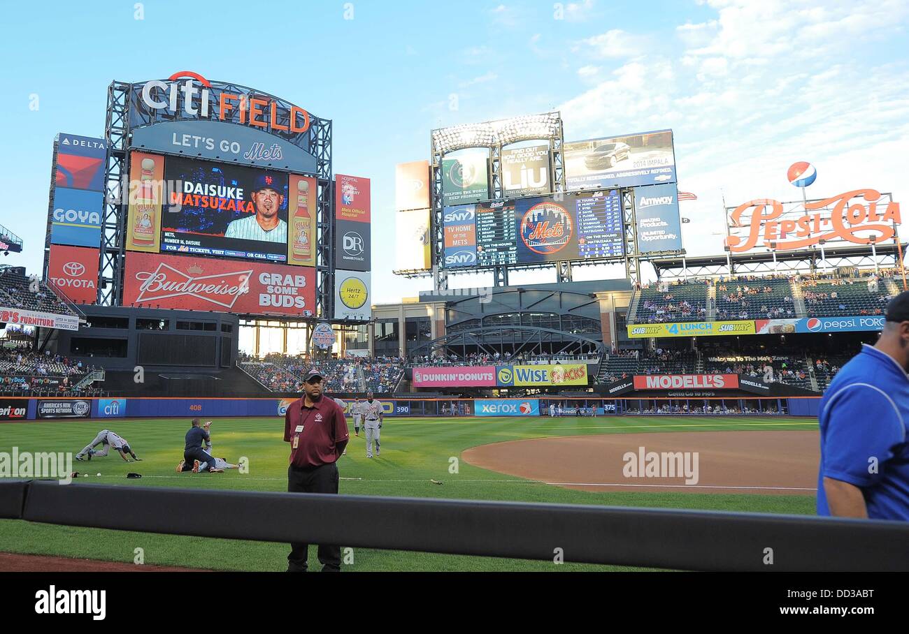 General view, AUGUST 23, 2013 MLB The scoreboard shows New York