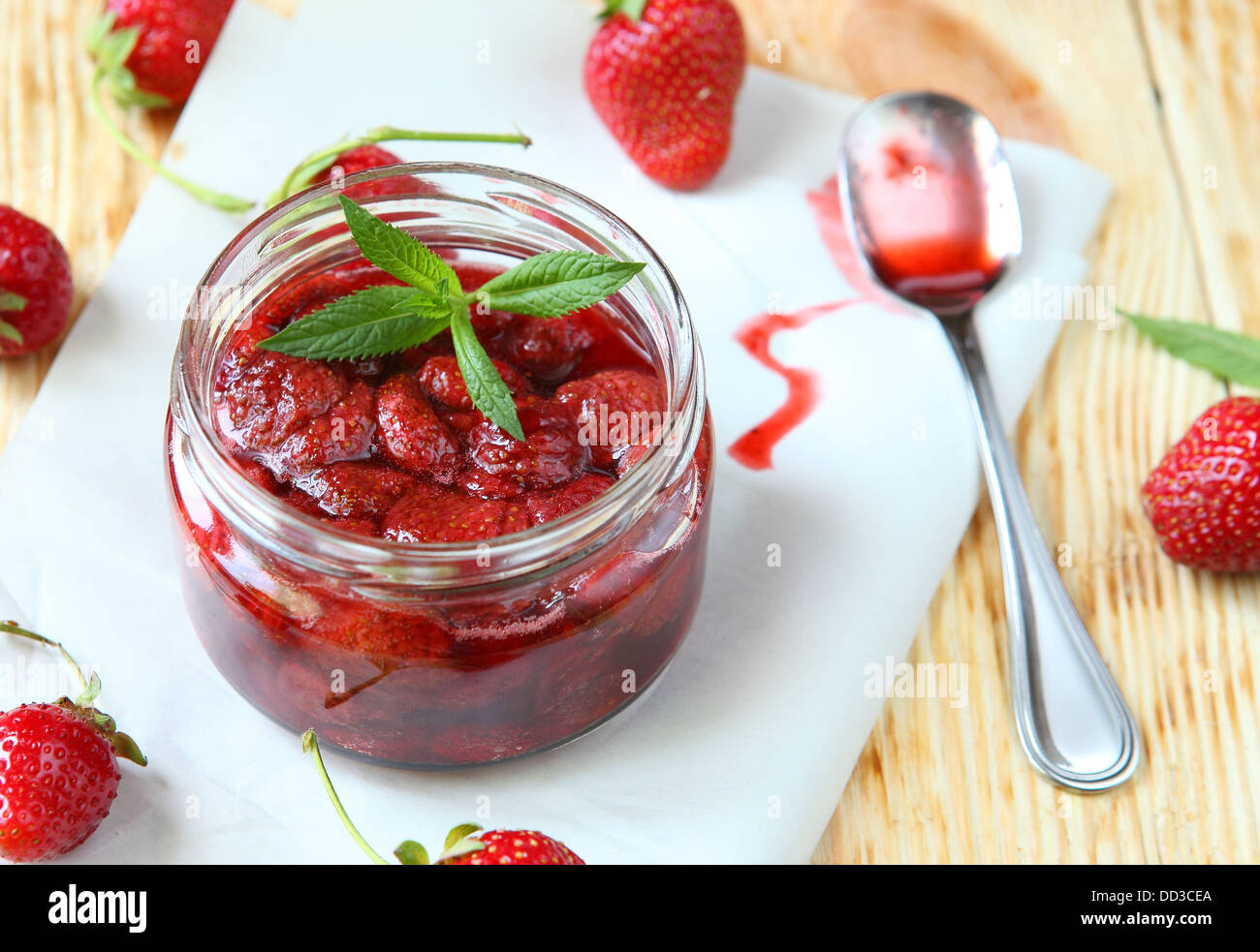 Strawberry jam in jar hi-res stock photography and images - Alamy