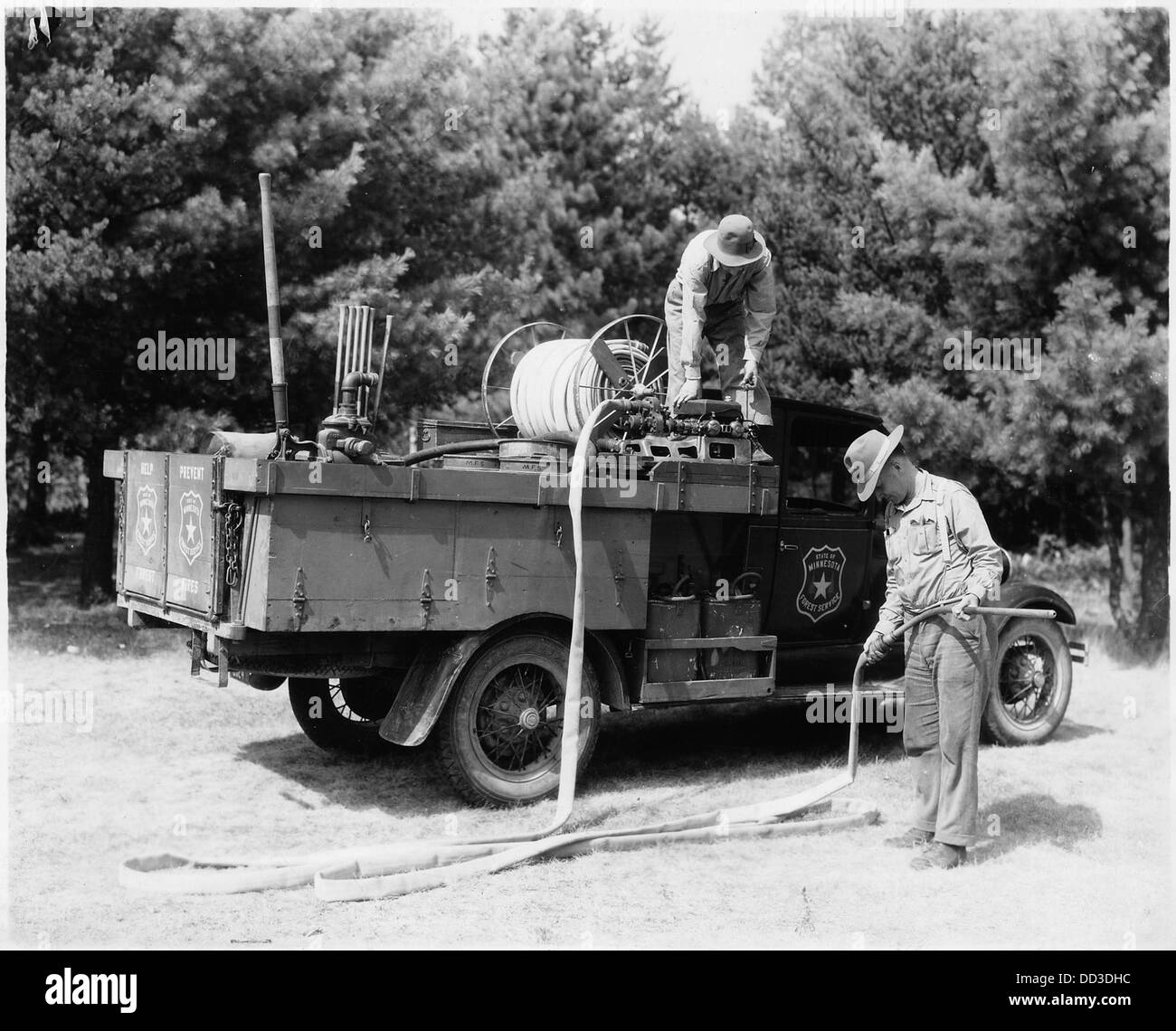 Remote Ranger Station A fire truck stationed at a ranger station, equipped for emergency ...