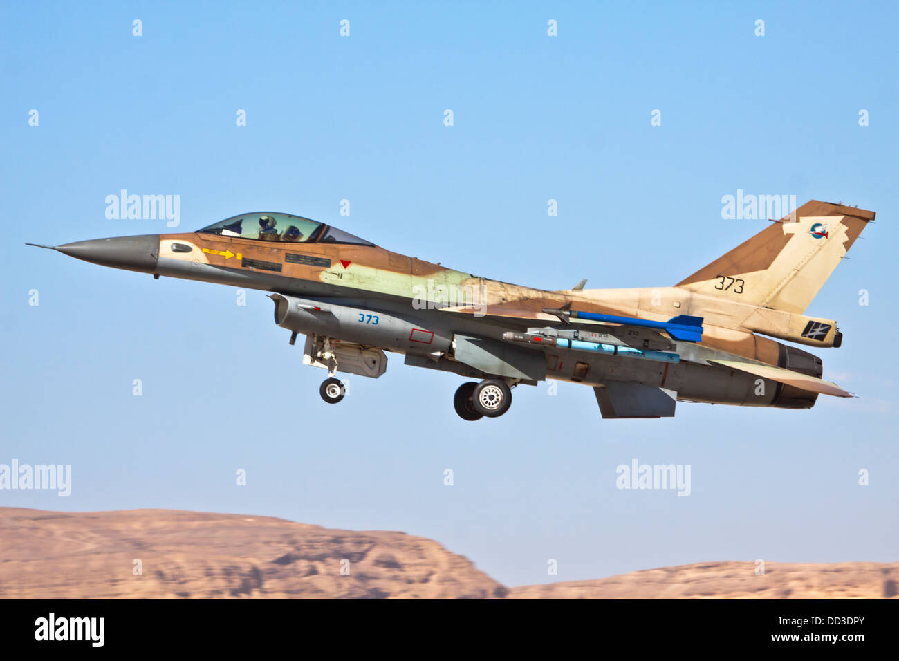 Israeli Air Force (IAF) F-16C (Barak) Fighter jet in flight Stock Photo