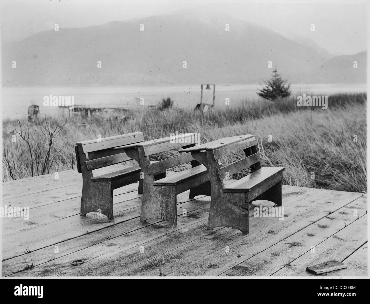 School desks and seats ridiculed by Bureau of education as crude and entirely unfit for school