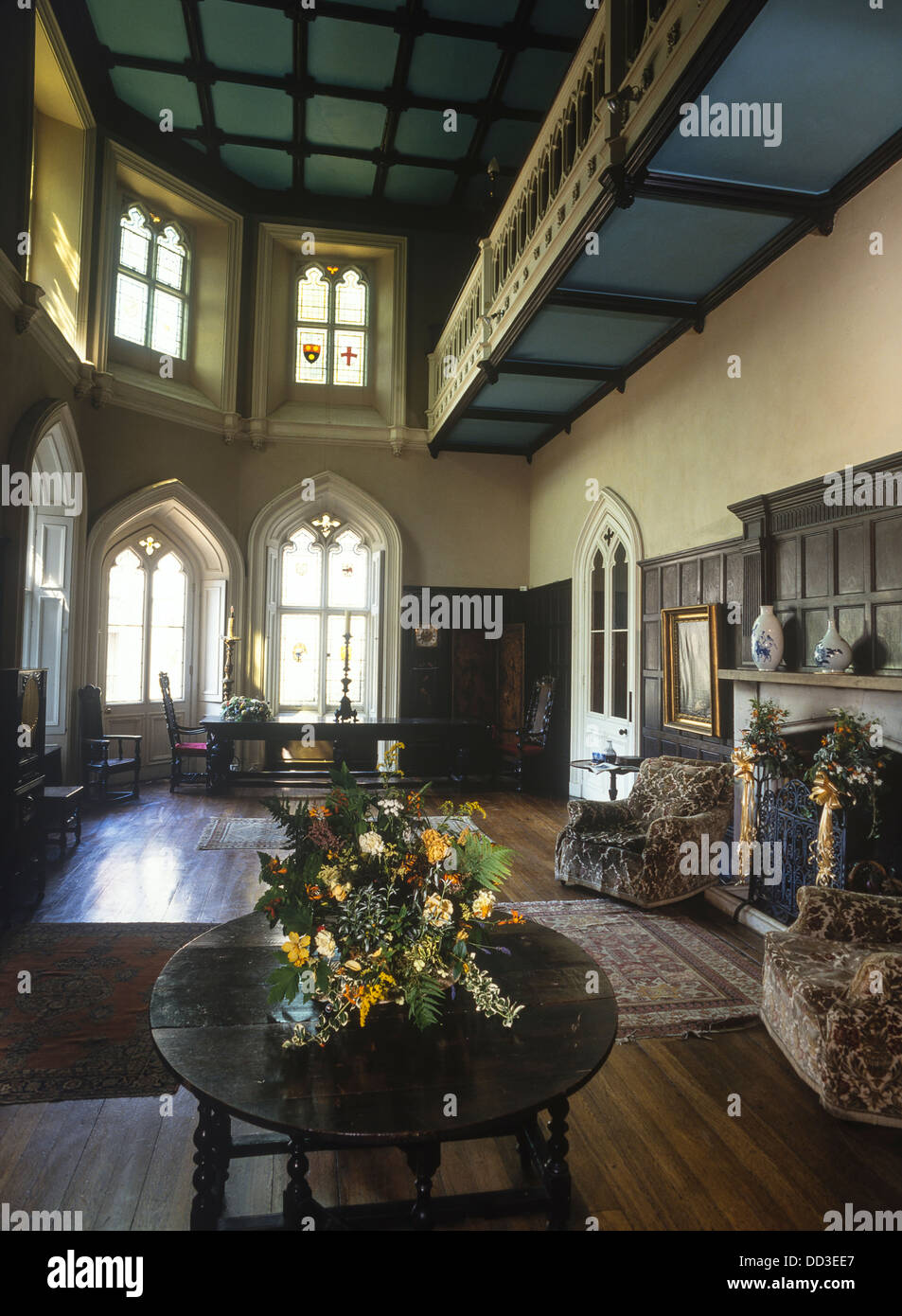 The Great Hall, Chiddingstone Castle. Kent Stock Photo