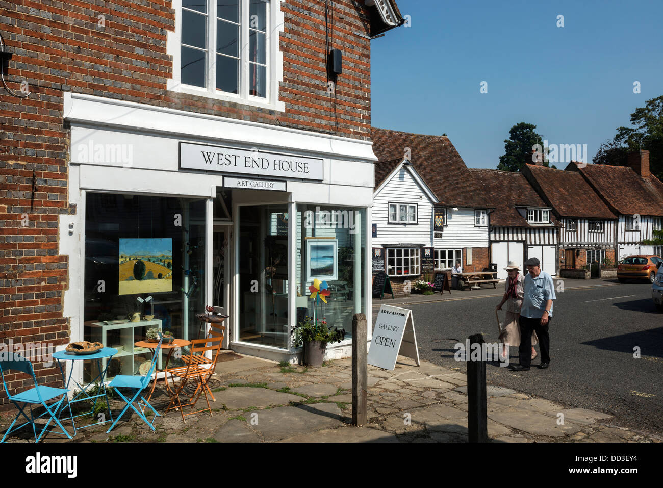 Exterior of the West End House Art Gallery and The Chequers Inn. Smaden village. Kent Stock Photo