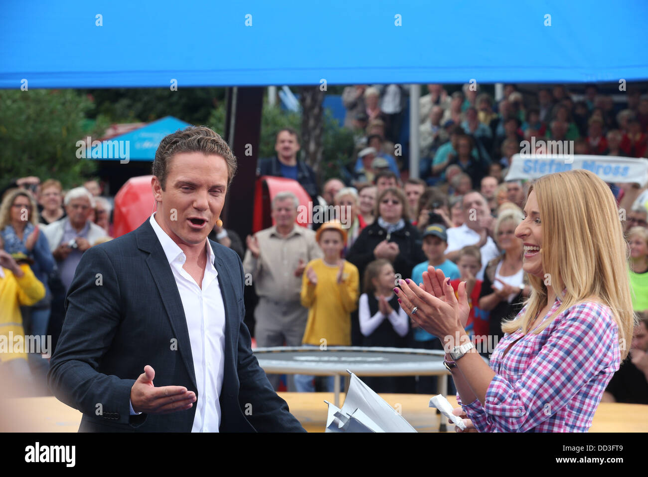 Stefan Mross and Stefanie Hertel are pictured at the live ...