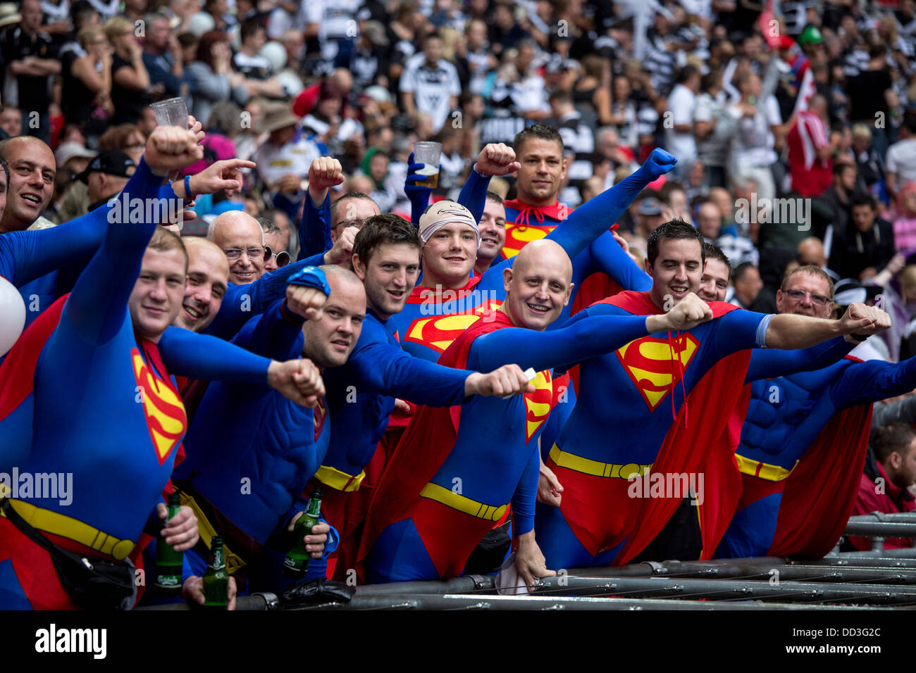 Rugby League Challenge cup final Hull fans dressed as Superman supermen