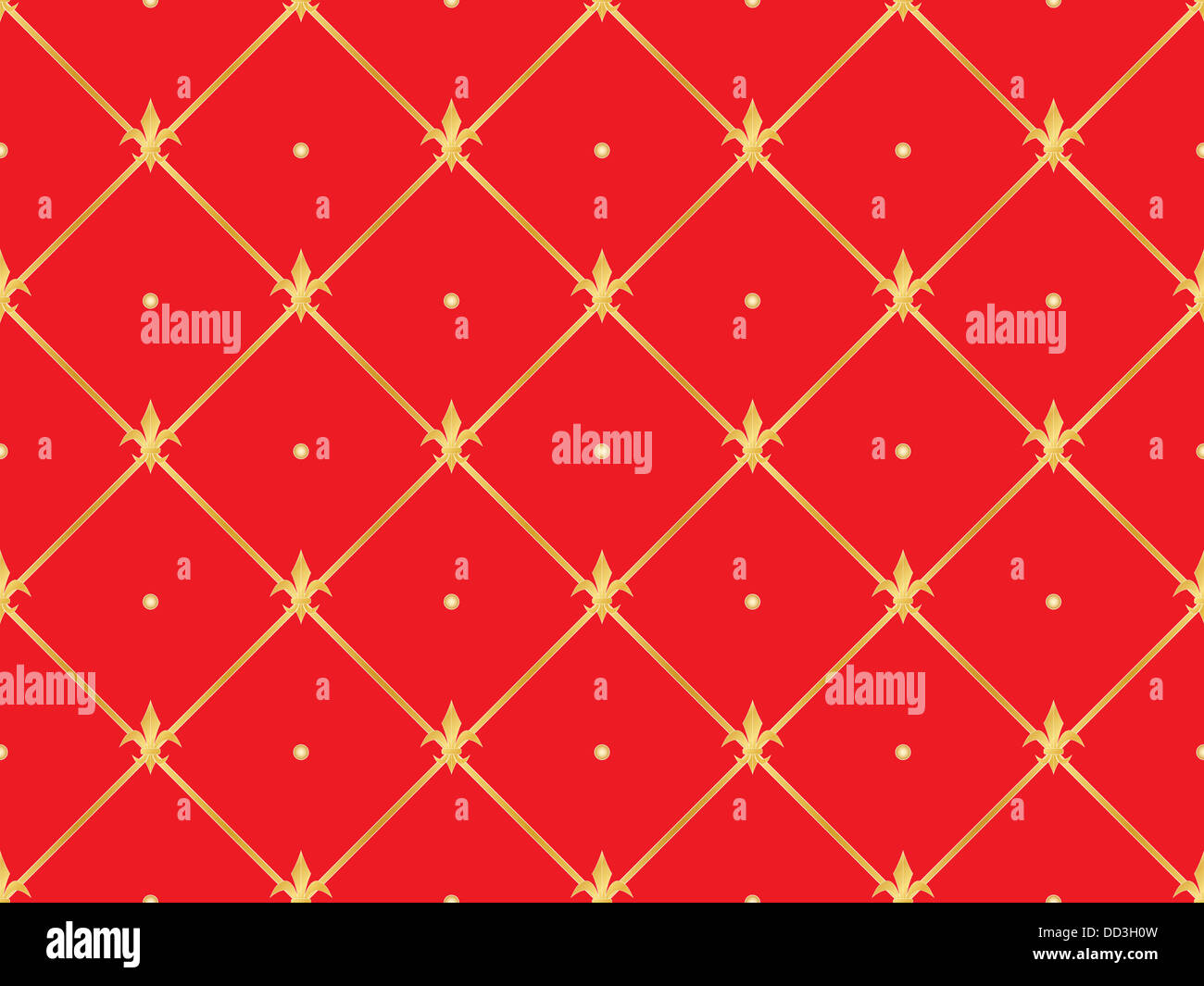 red seamless pattern with golden royal lilies Stock Photo - Alamy