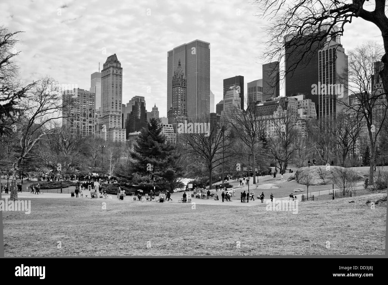 New York, Central Park, skyscraper, B&W Stock Photo Alamy