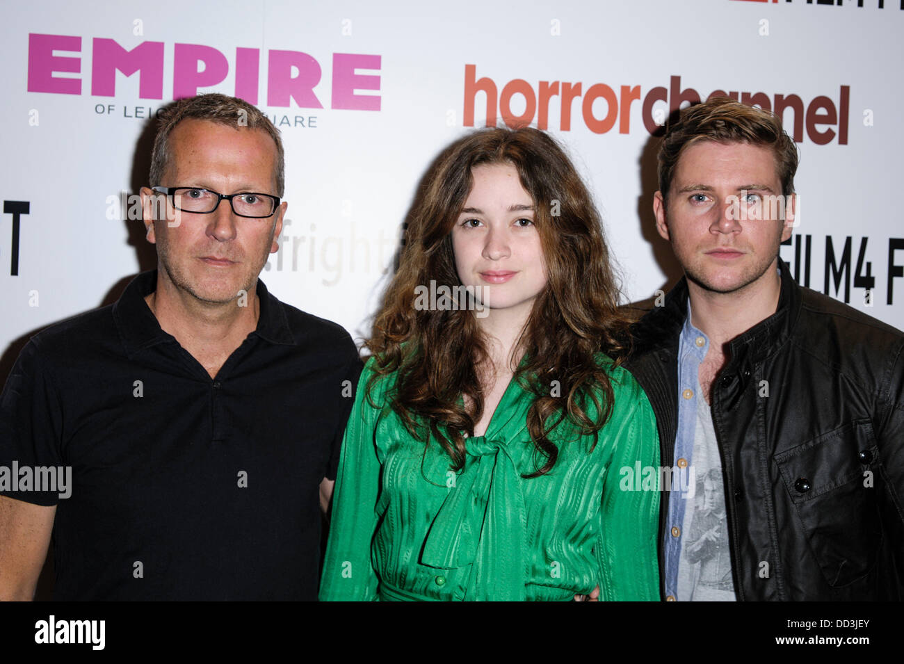 Director, Jeremy Lovering, Alice Englert, Allen Leech  attends The 14th Frightfest Film Festival on Sun 25 August 2013 at The Empire, Leicester Square, LONDON to promote their film IN FEAR. Persons pictured: Director, Jeremy Lovering, Alice Englert, Allen Leech . The festival, now in its 14th year, attracts thousands of genre fans each August to the heart of London's West End and the prodigious Empire Cinema, for five packed days of premieres, previews, personal appearances, signings and surprises. Picture by Julie Edwards Stock Photo