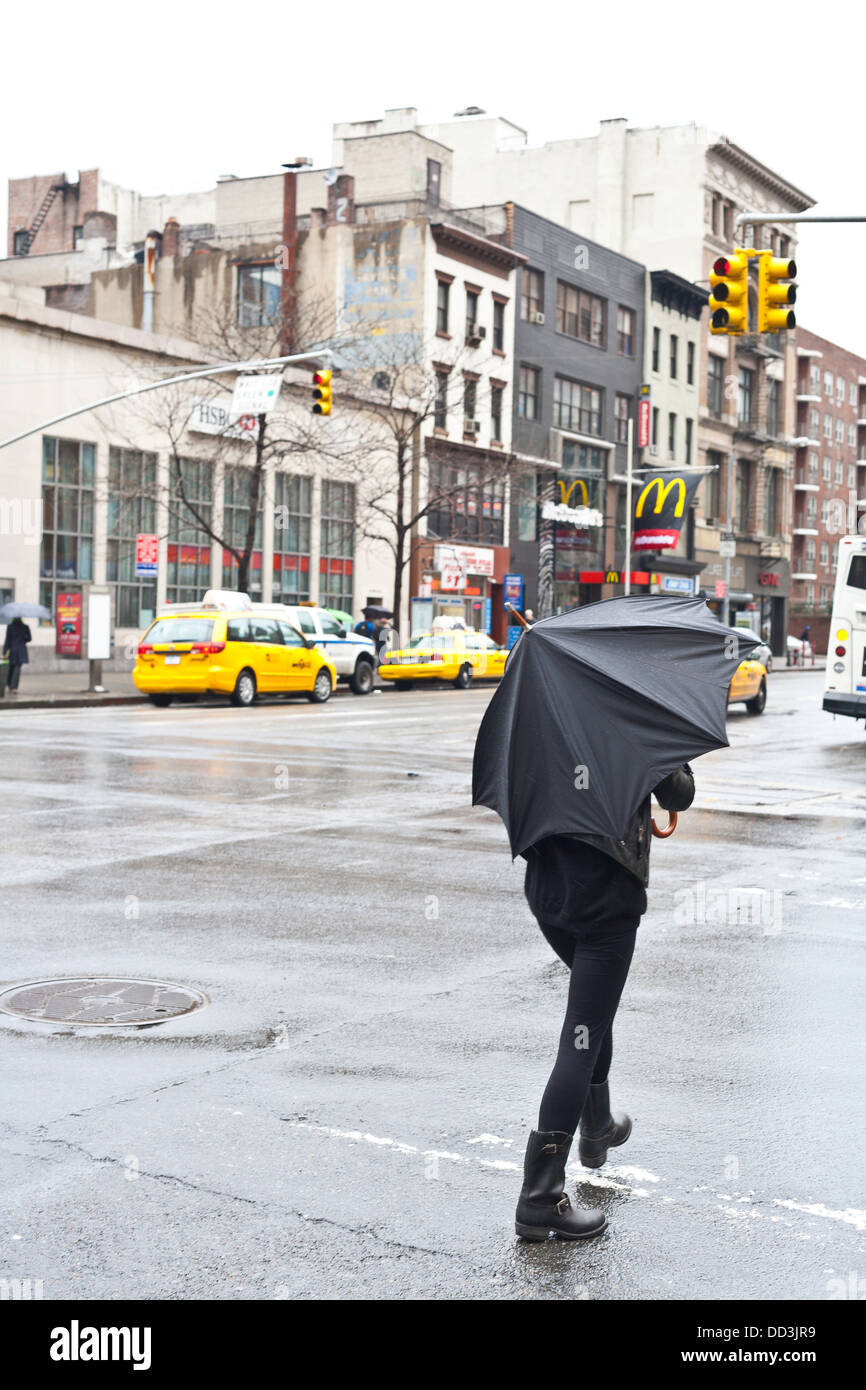 Rainy day in Manhattan New York Stock Photo