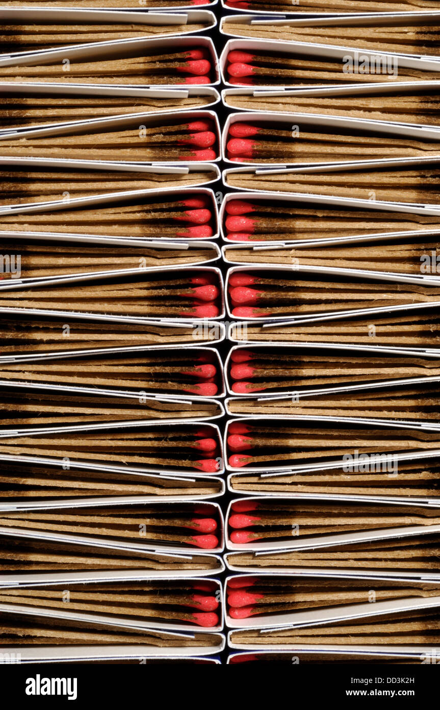 Packs of matches together forming a unique pattern. Vertical direction Stock Photo