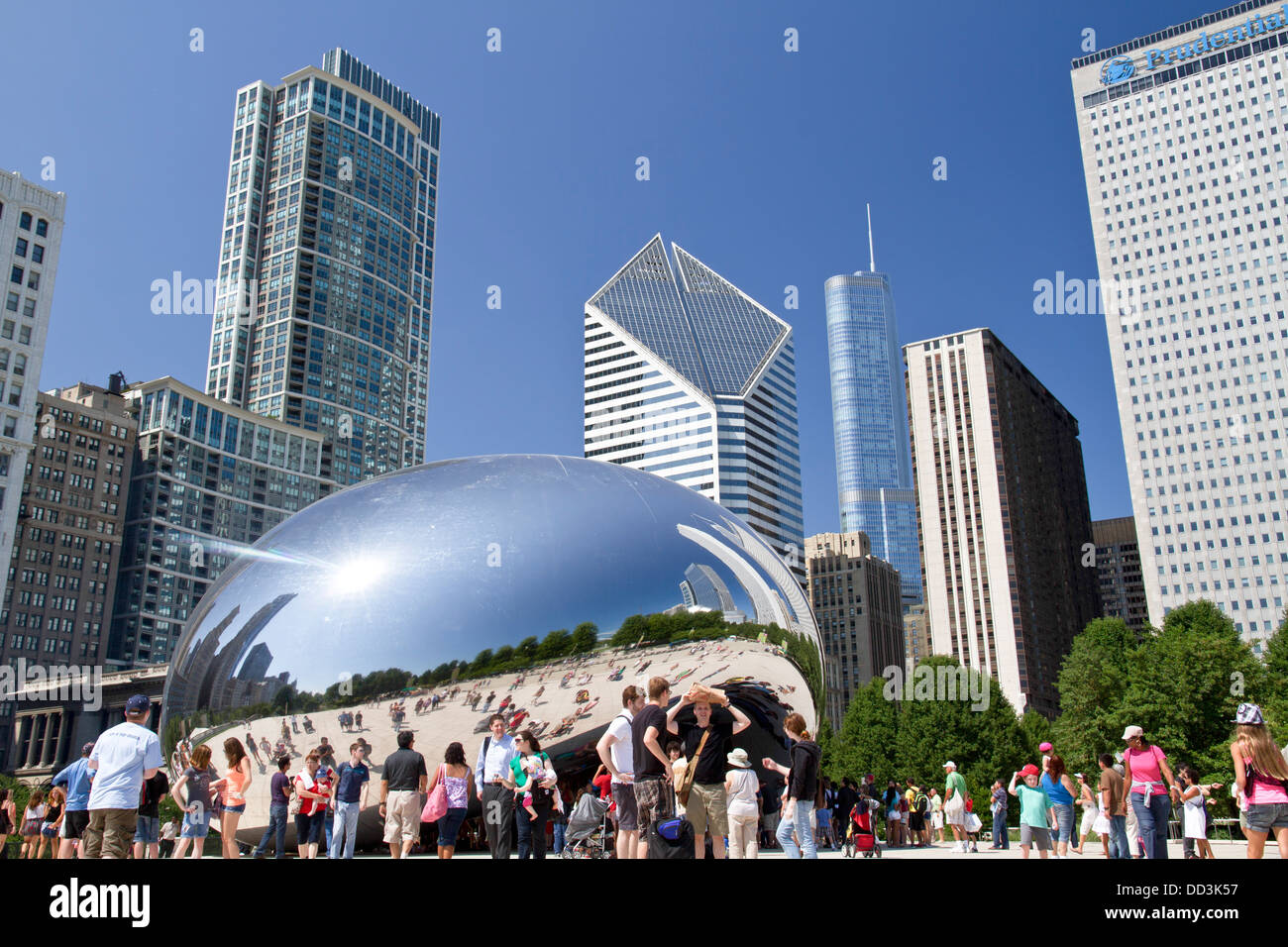 Chicago Illinois USA, Cloud Gate AKA The Bean at Millennium Park Stock Photo