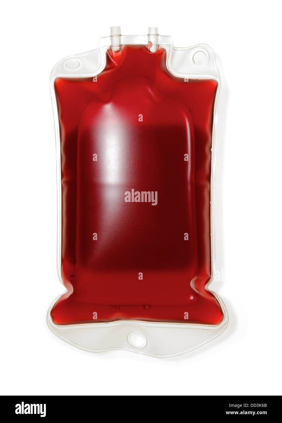 A large hospital medical bag filled with human blood. The back of the bag is shown Stock Photo