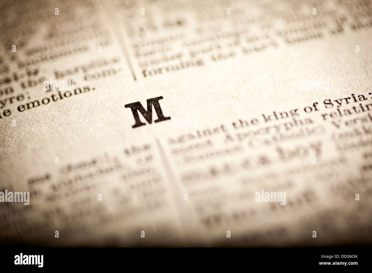 Dictionary letter M Stock Photo Alamy