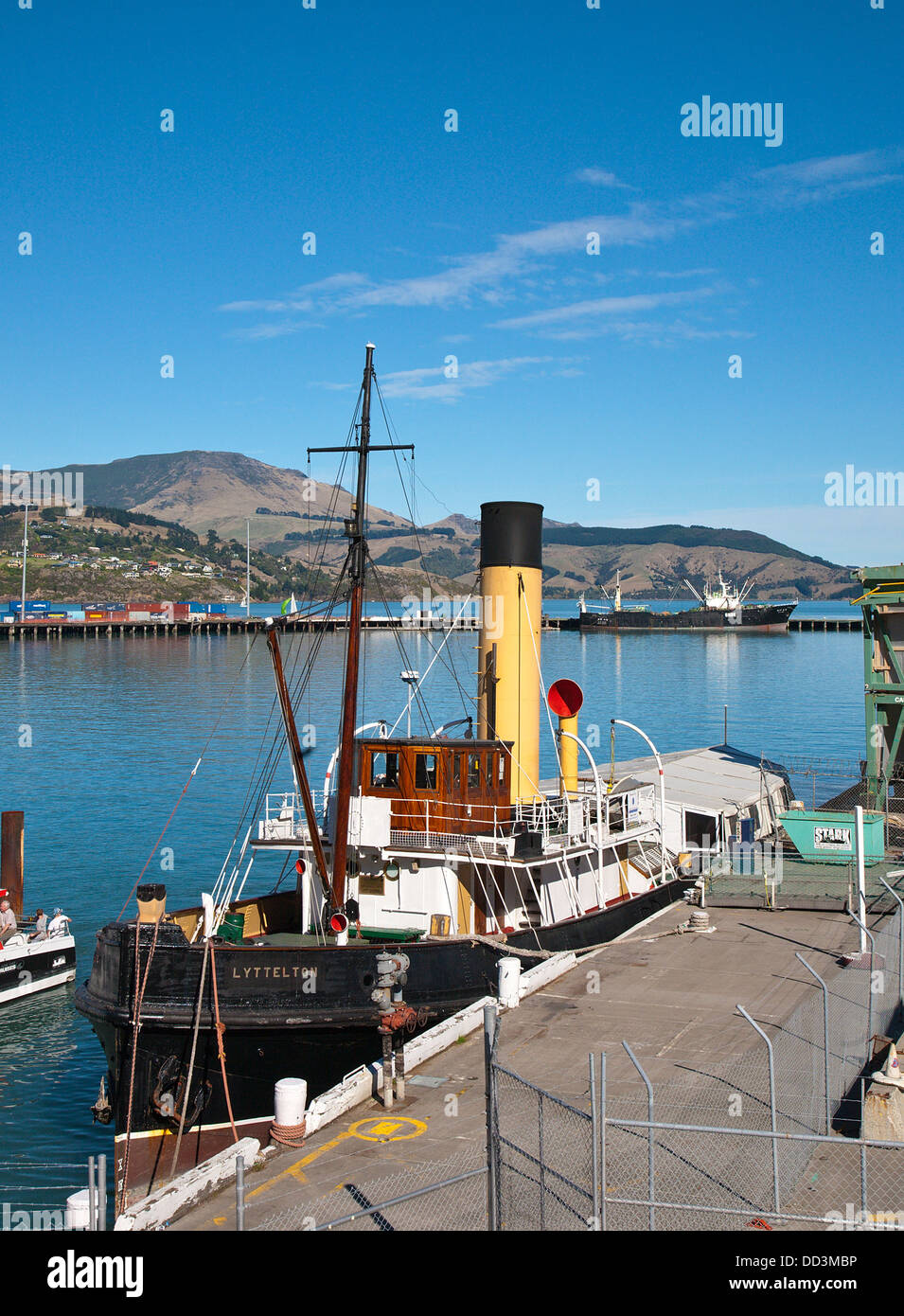 The old traditional vintage steam tug 'Lyttleton' in Lyttleton Harbour, Christchurch, Canterbury, South Island, New Zealand Stock Photo