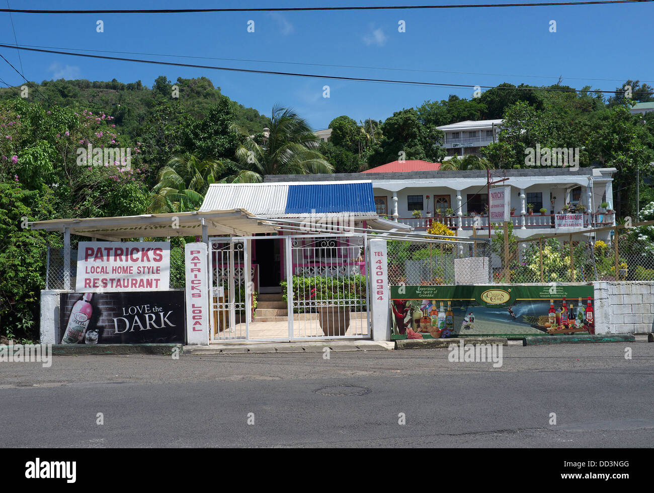 Local restaurant  just outside Port Louis Marina, Grenada, Caribbean Stock Photo