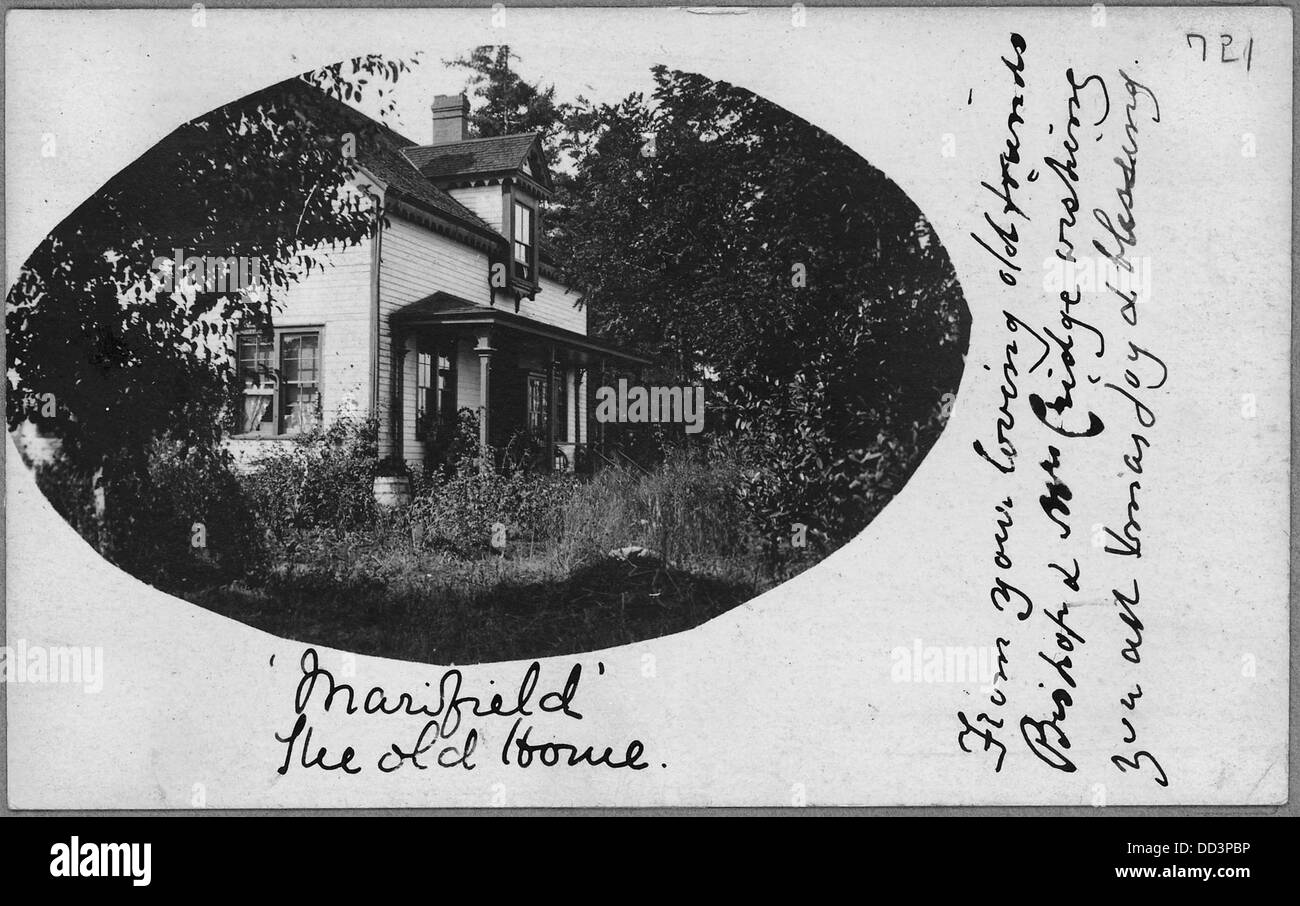 A postcard featuring an image of a home, capturing a typical house ...