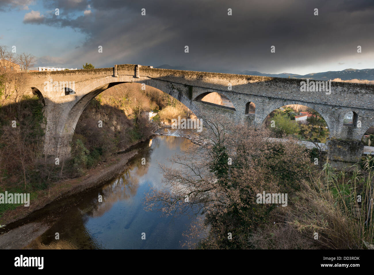 Pont du Diable, Céret, Pyrénées Orientales, Languedoc-Roussillon, France Stock Photo