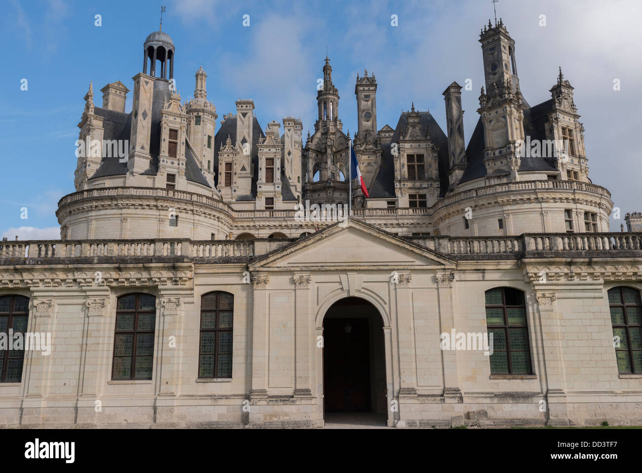Chateau de Chambord, view from terrace roof on courtyard with terrace, in  Loire valley, Centre Valle de Loire in France Stock Photo - Alamy