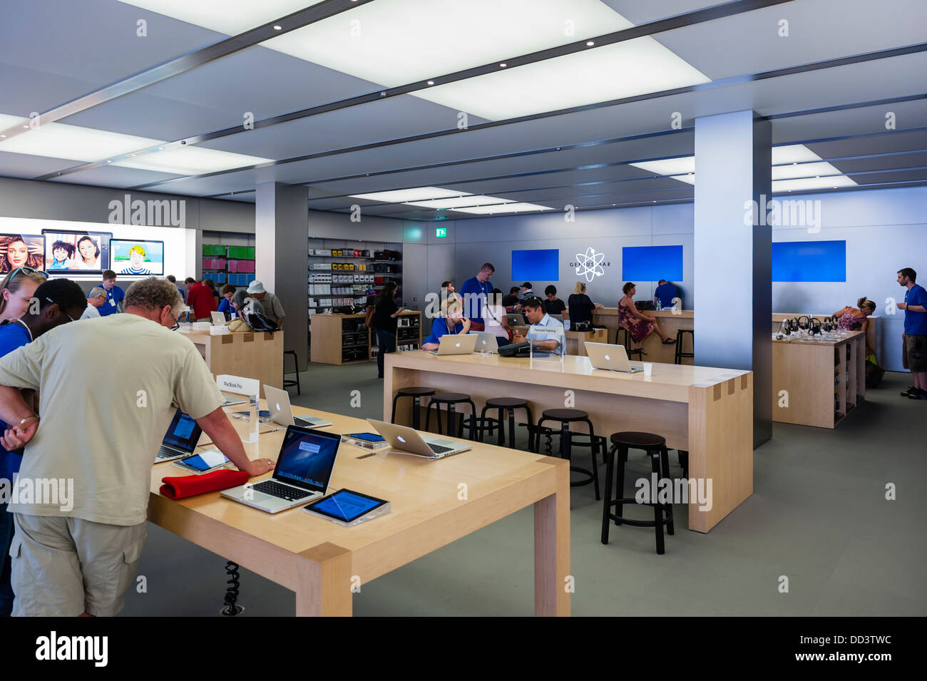 Inside the Apple shop store in Bath , Somerset , England , Britain , Uk Stock Photo