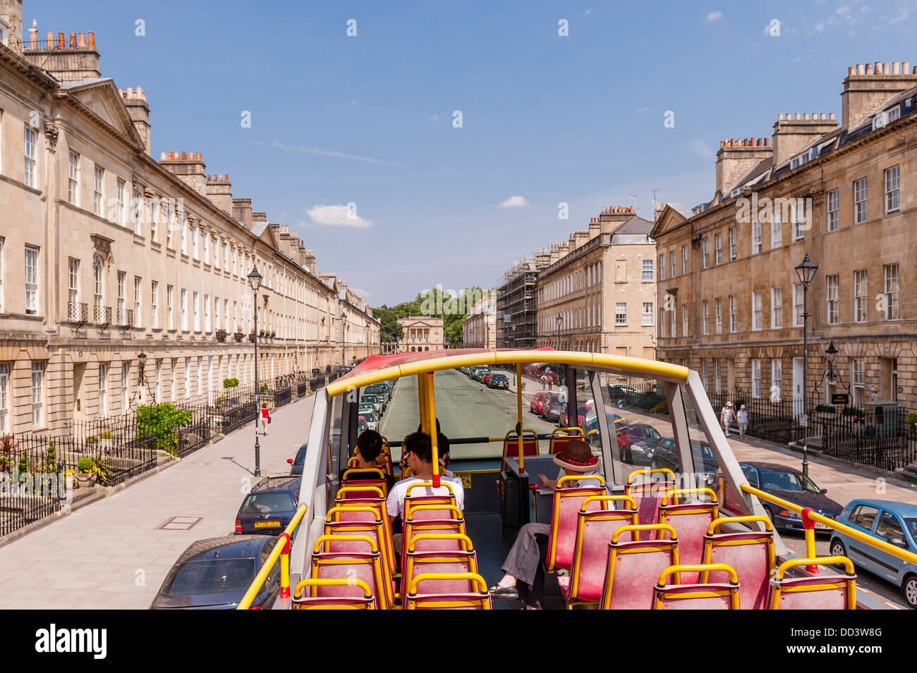 A view from the top of a City Sightseeing Tour bus in Bath , Somerset , England , Britain , Uk Stock Photo