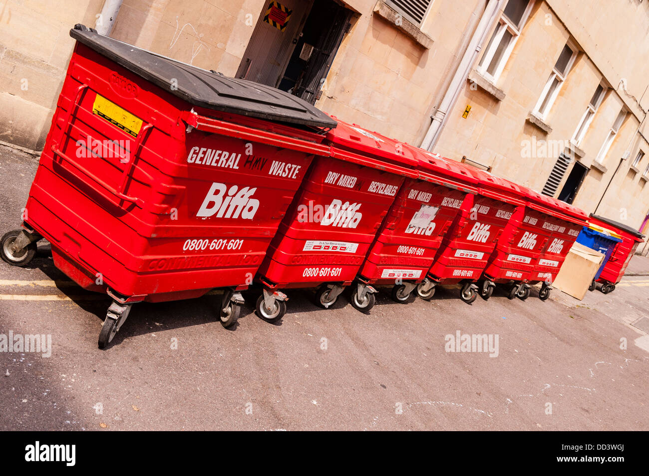 Biffa industrial wheelie bins in Bath , Somerset , England , Britain , Uk Stock Photo