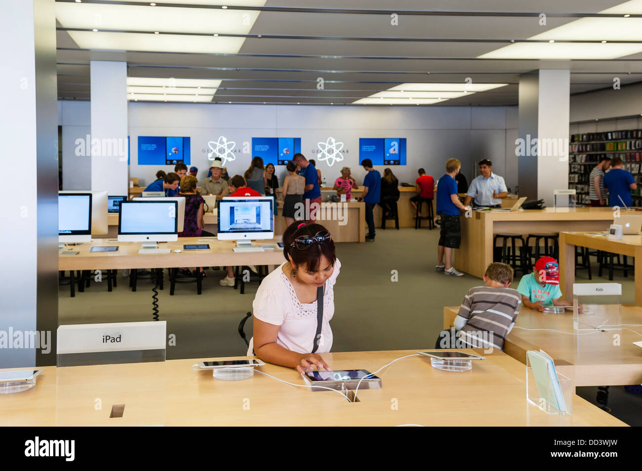 Inside the Apple shop store in Bath , Somerset , England , Britain , Uk Stock Photo