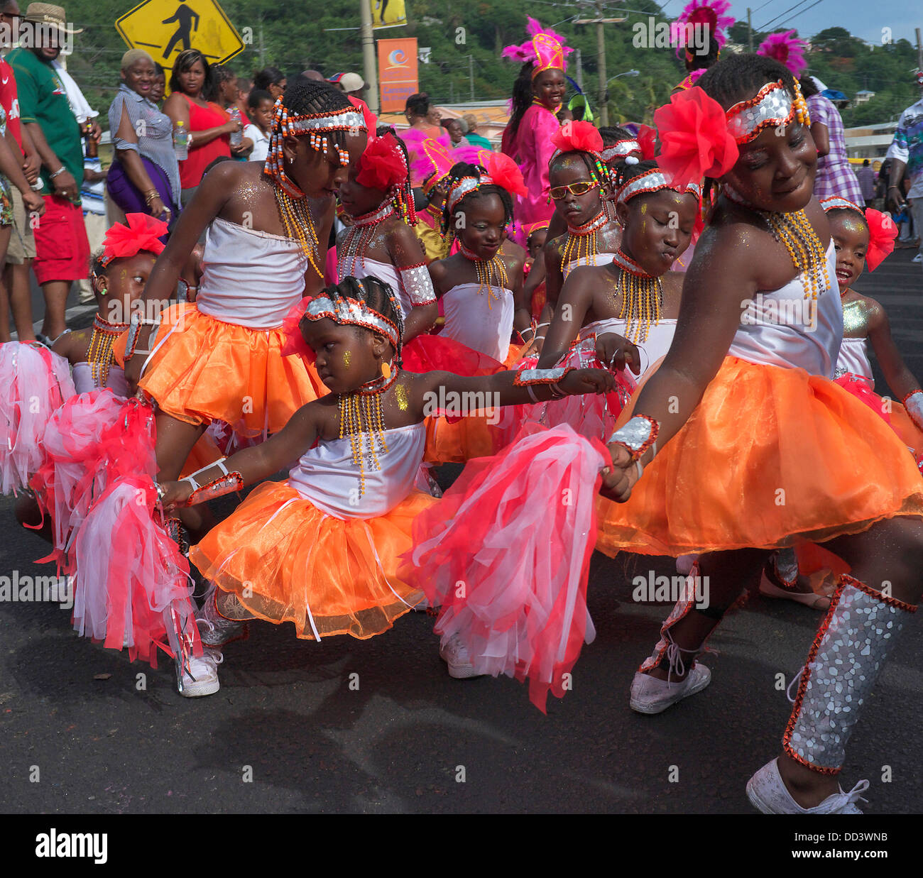 Children dancing during the Grenada carnival parade Spice Mas 2013