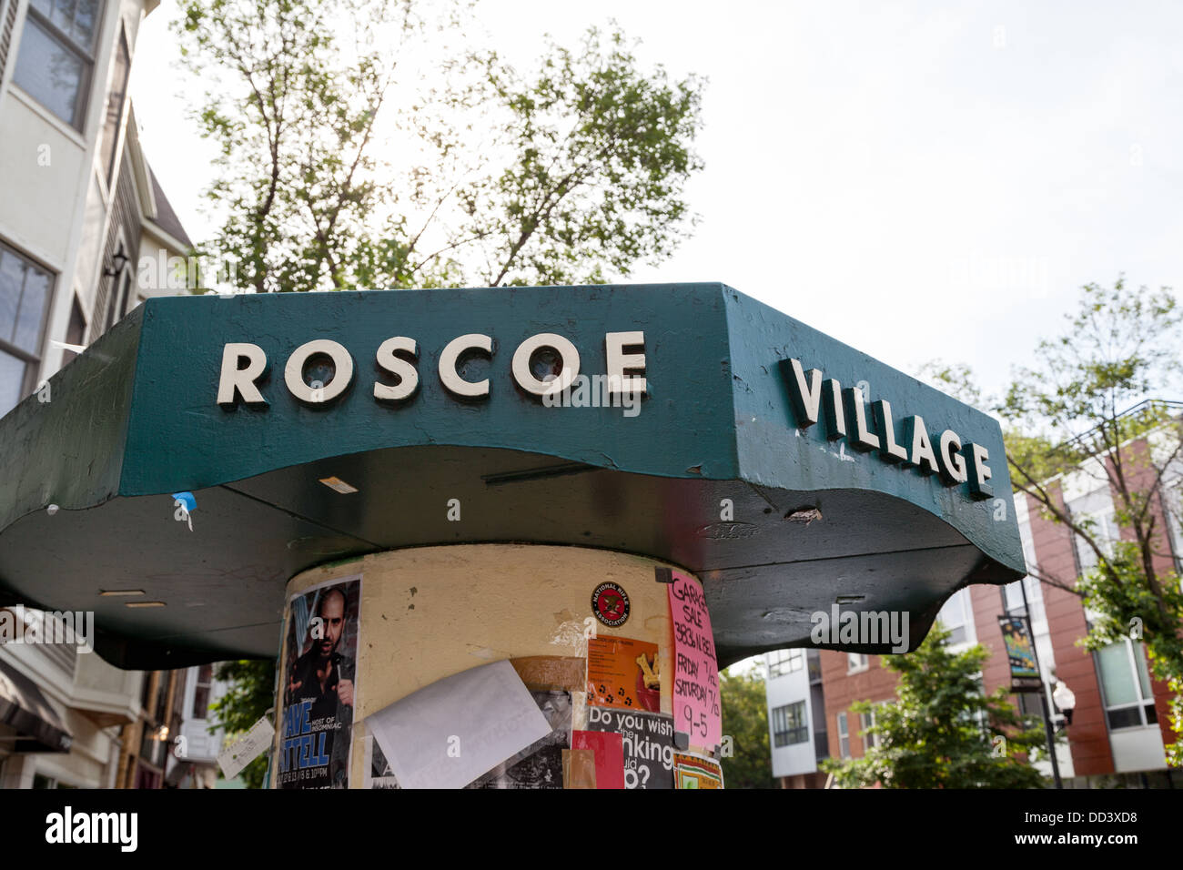 Roscoe Village community posting board Stock Photo Alamy