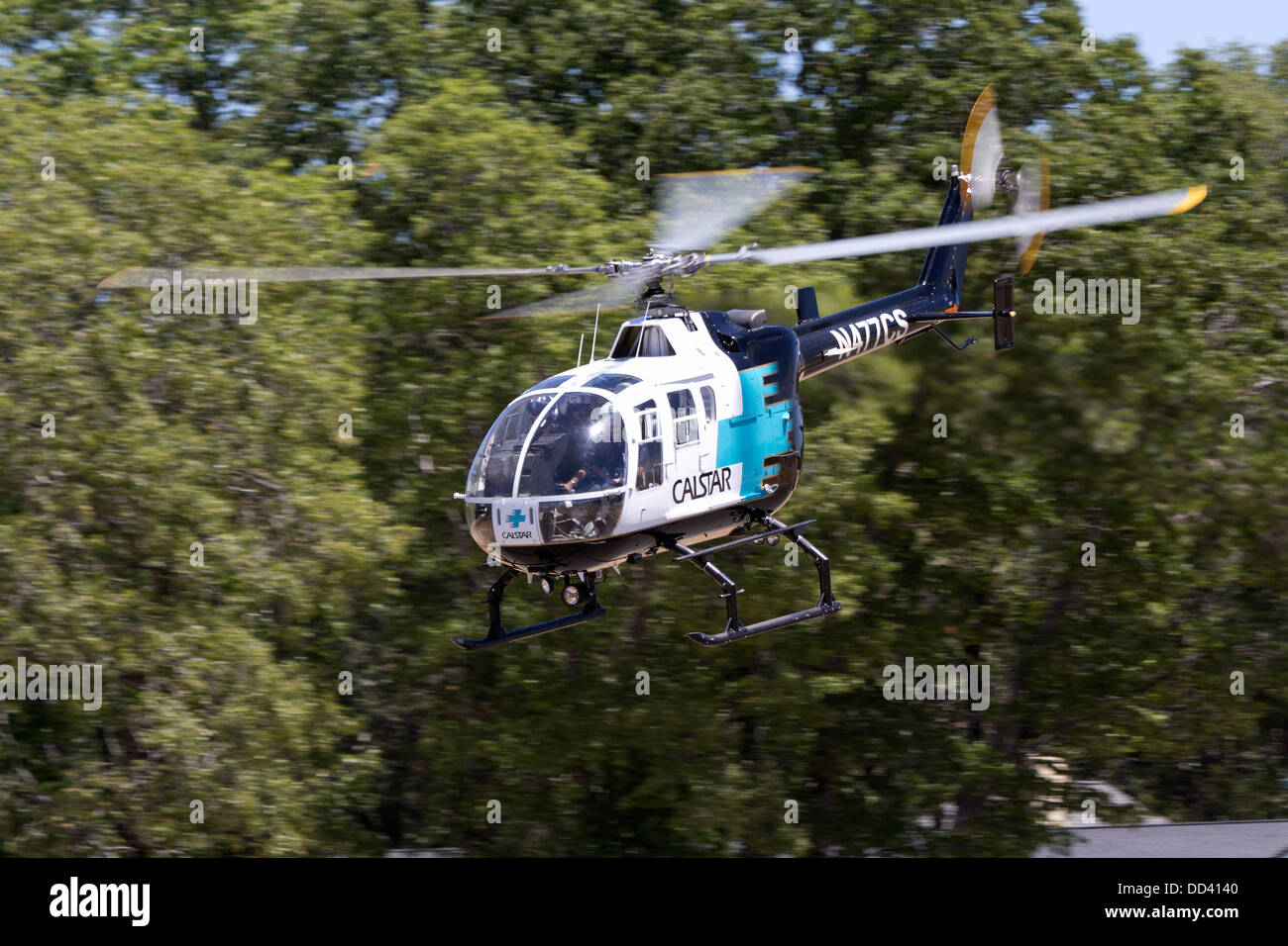 Air Ambulance operate by California Shock Trauma Air Rescue (CALSTAR) in flight. Stock Photo