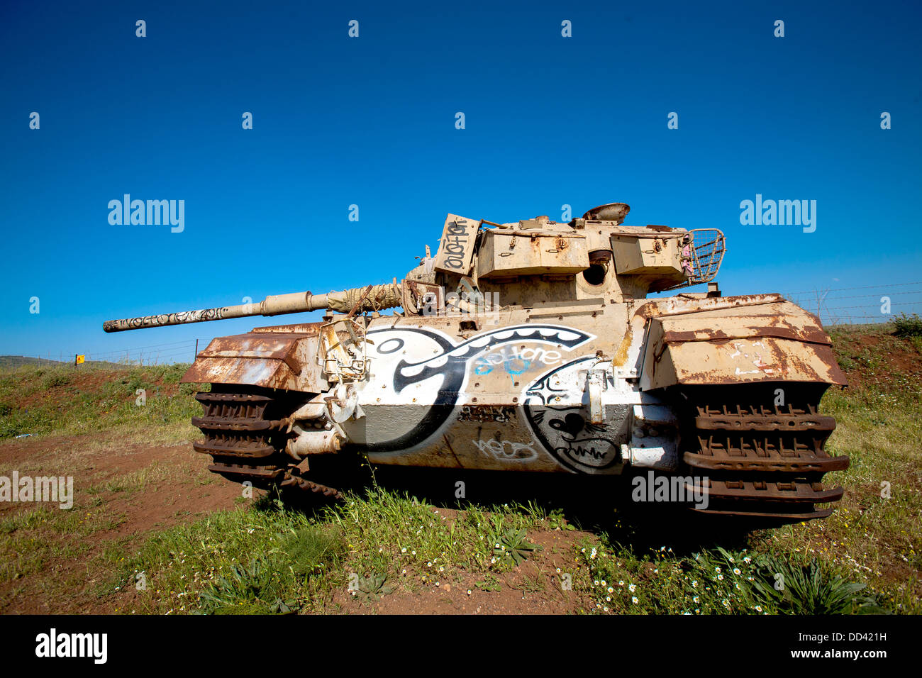 Israel, Golan Heights, Abandoned Syrian Tank from the 1973 war Stock Photo