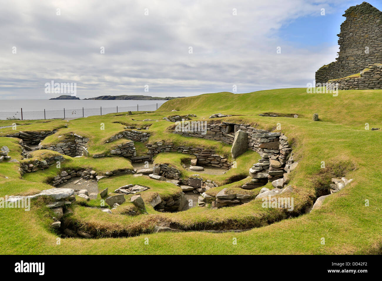 Jarlshof; Sumburgh; Shetland; UK; Iron Age Houses Stock Photo