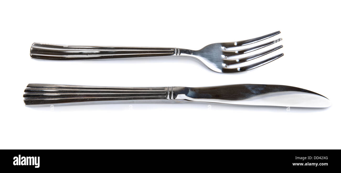 Fork and knife isolated horizontal Stock Photo