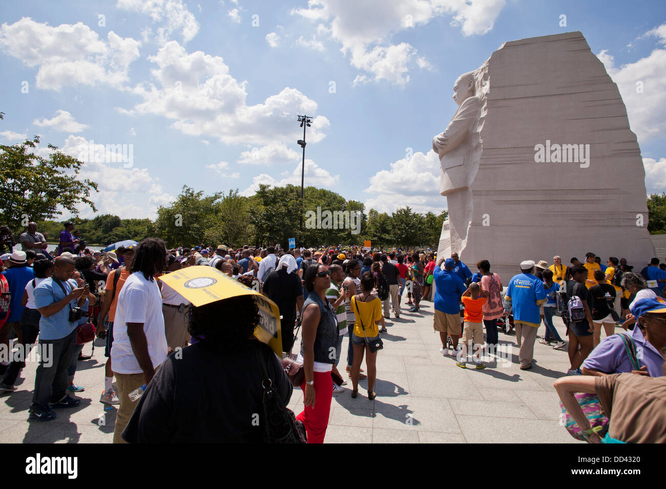 Large crowd of people at the Martin Luther King Memorial - Washington DC Stock Photo