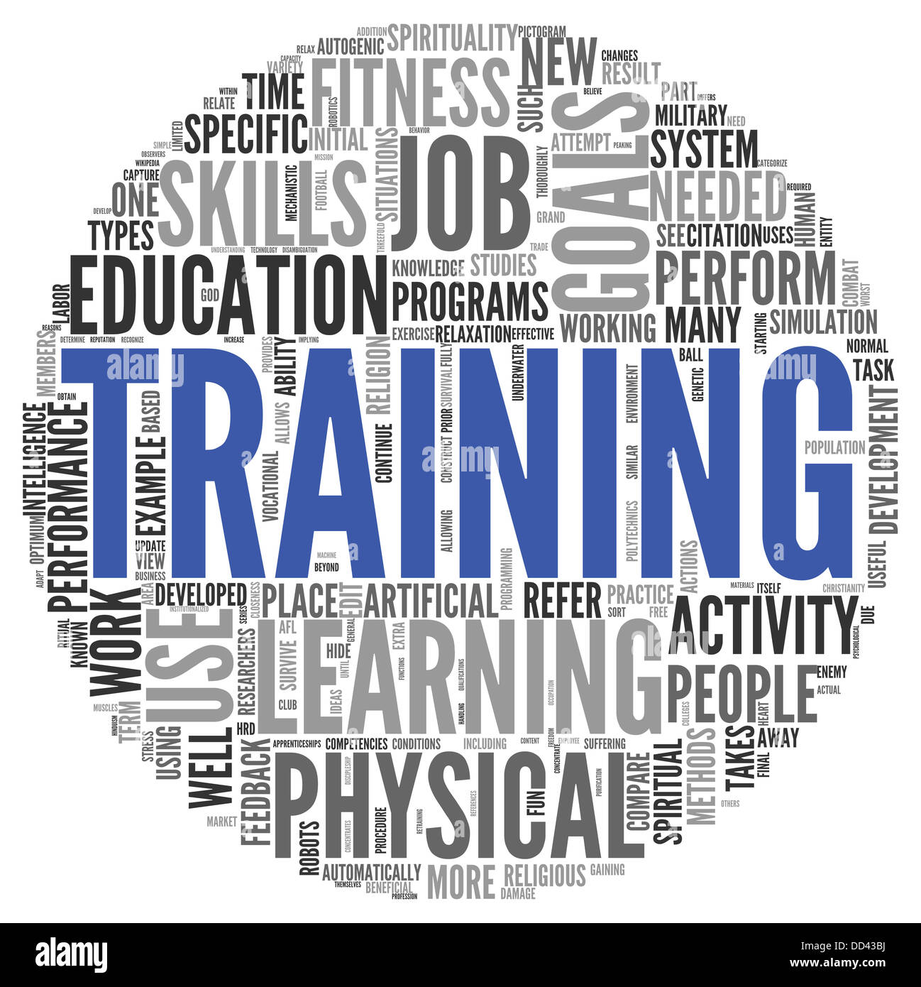 Training and education related words concept in tag cloud Stock Photo