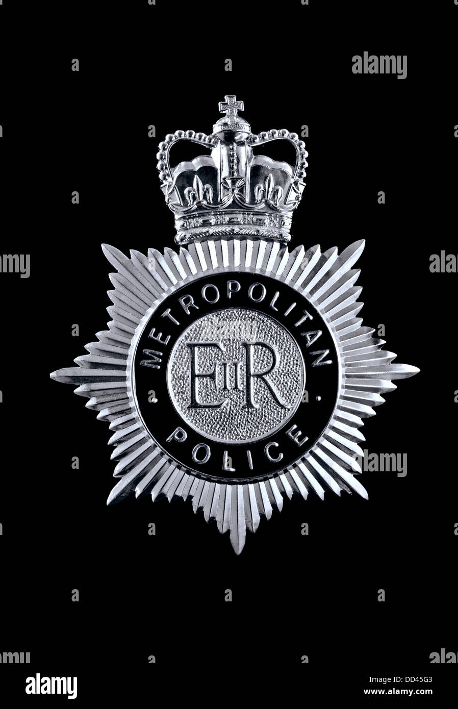 Badge Metropolitan Police Helmet London UK helmet badge close up detail view on police helmet Stock Photo