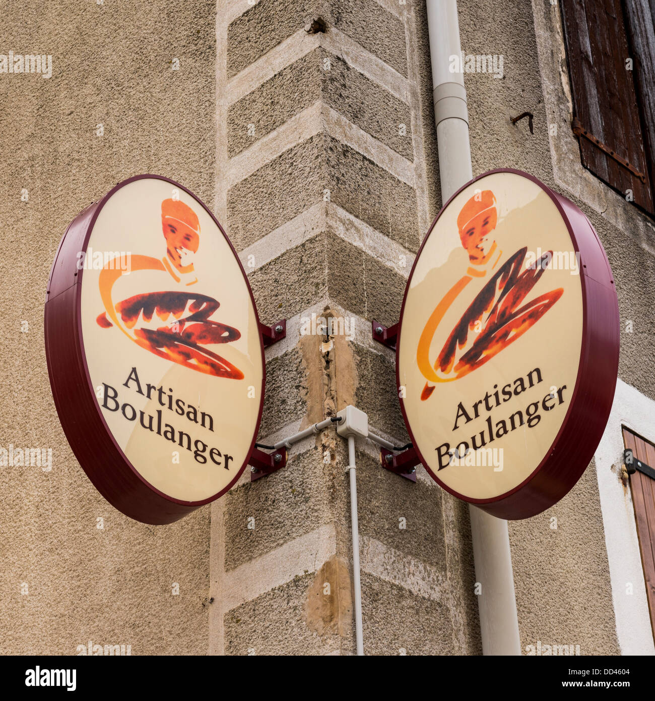 Artisan Boulanger sign in the village of Leucate, Aude, Languedoc-Roussillon, France Stock Photo