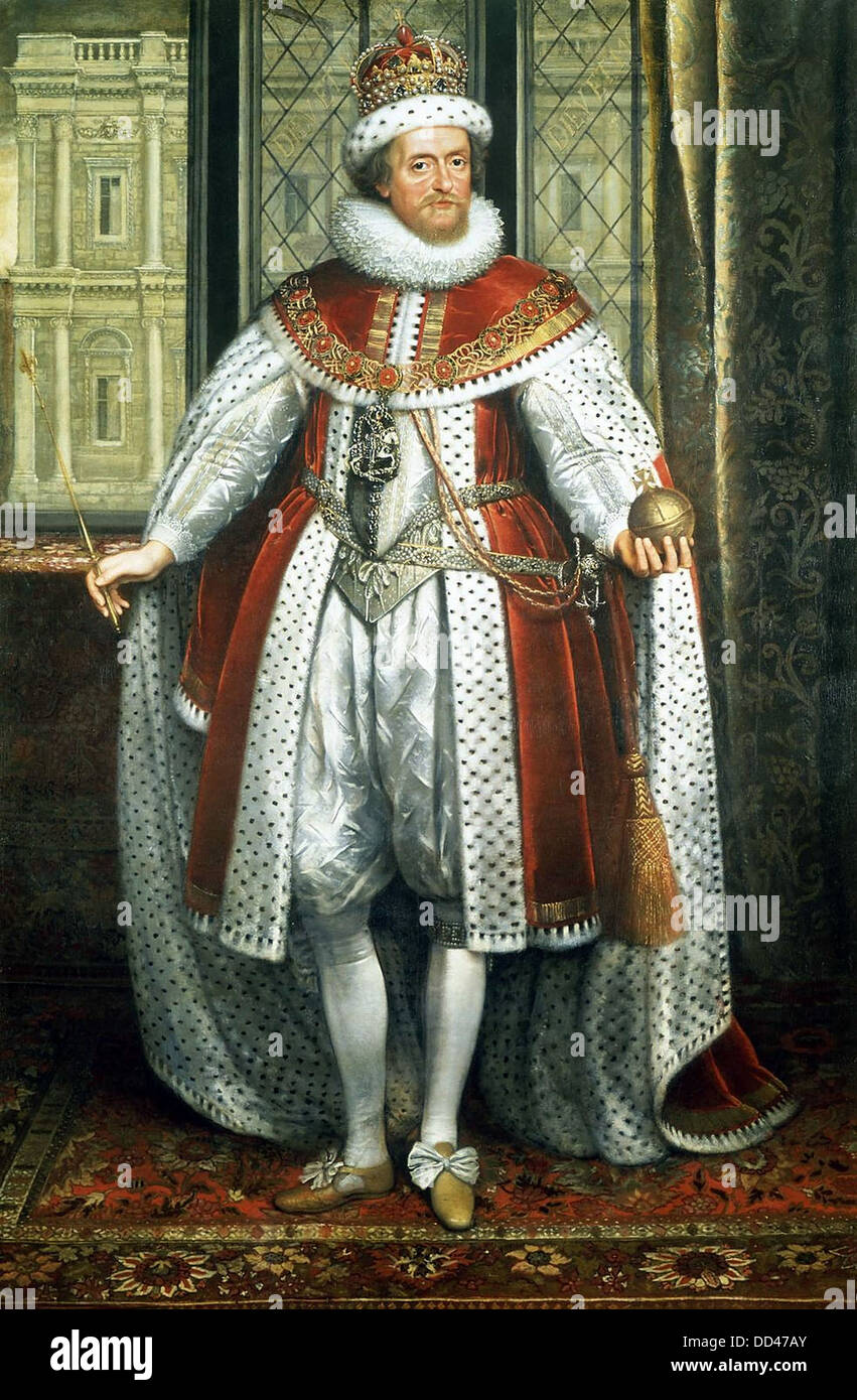 James I of England in state robes (1566-1625) Stock Photo