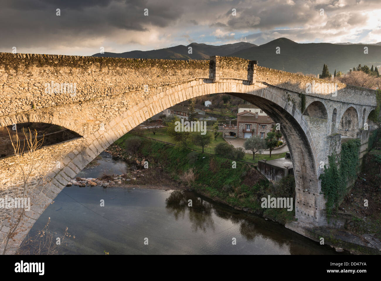 Pont du Diable, Céret, Pyrénées Orientales, Languedoc-Roussillon, France Stock Photo