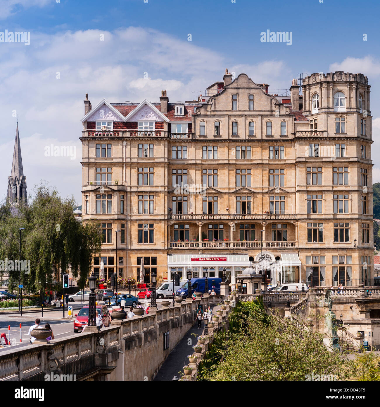 Garfunkel's restaurant and bar amongst the large buildings in Bath , Somerset , England , Britain , Uk Stock Photo