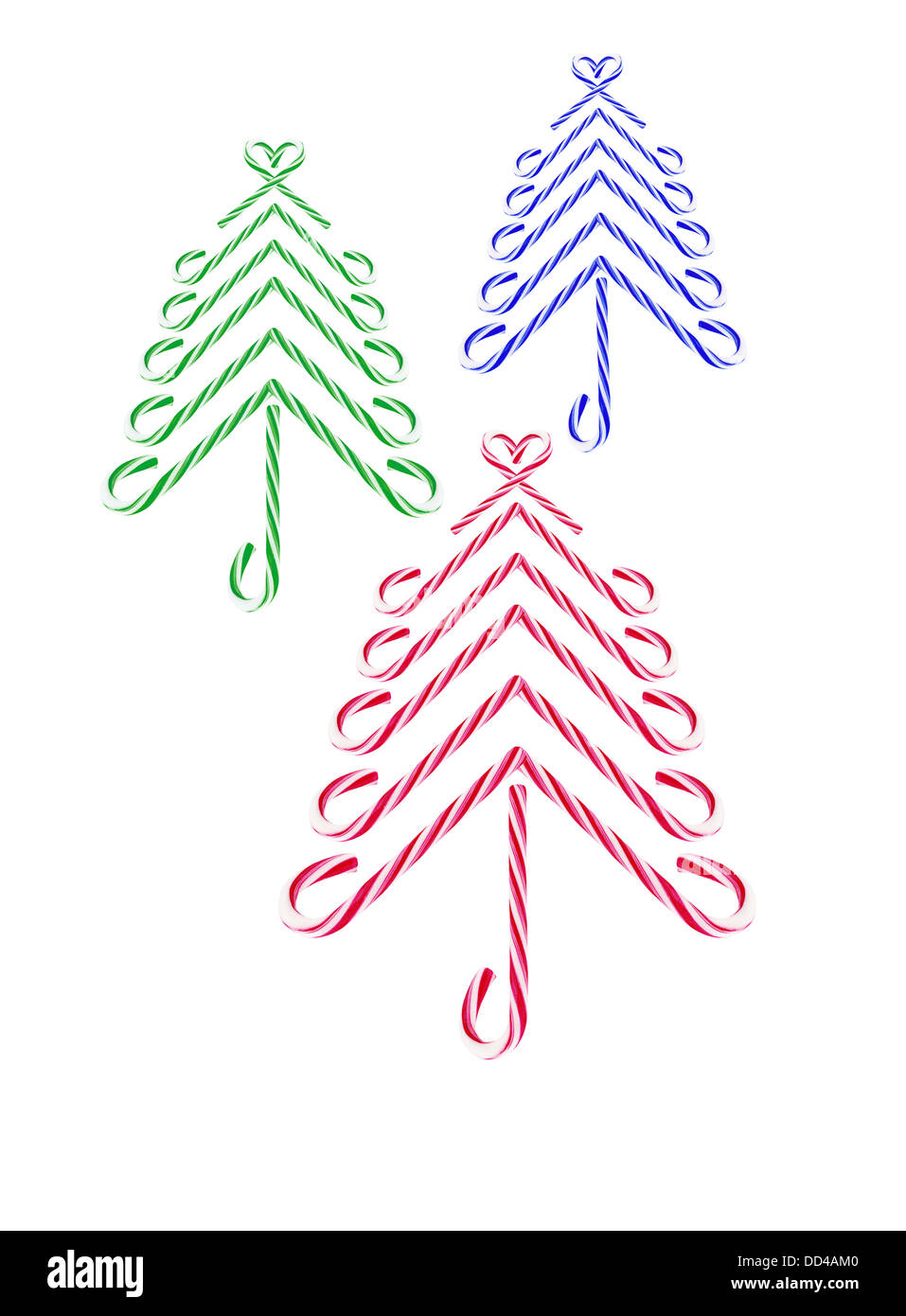 Candy Canes Christmas Trees On White Background Stock Photo - Alamy