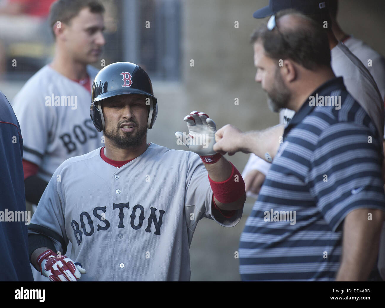 Red sox mike napoli celebrates hi-res stock photography and images - Alamy