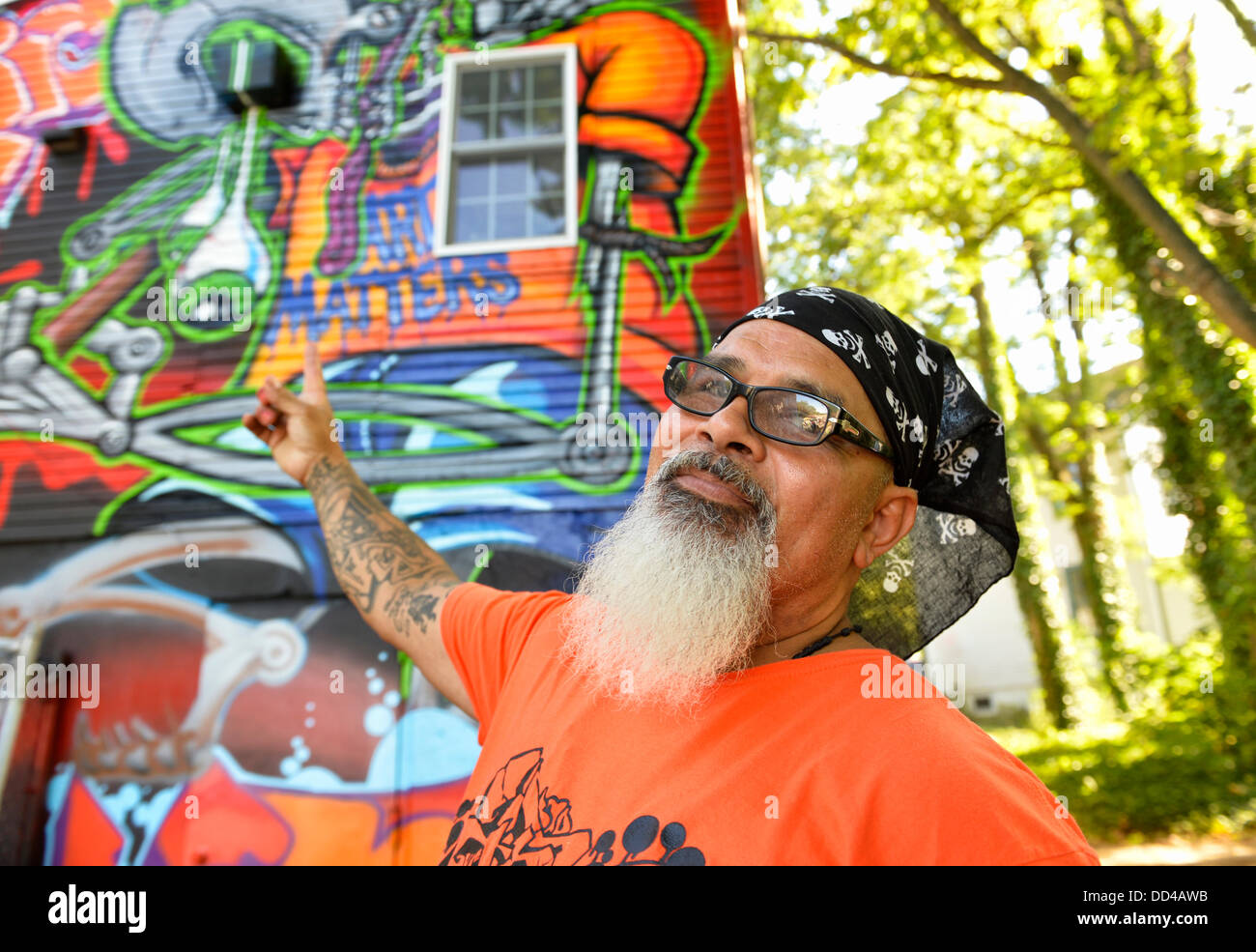 Huntington, New York, U.S. 24th August 2013. INK76, street artist