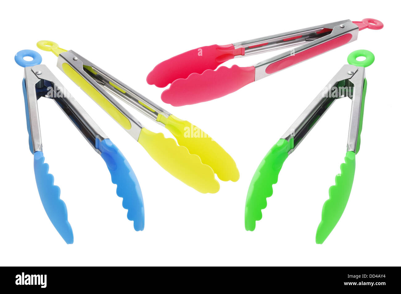 Colorful Kitchen Tongs On White Background Stock Photo Alamy