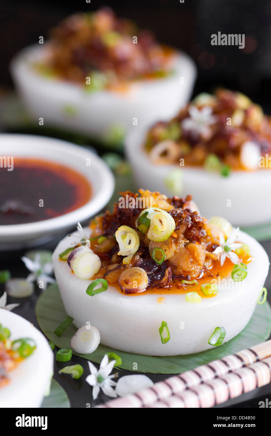 Chinese Rice Water Cakes also known as Chwee Kueh Stock Photo