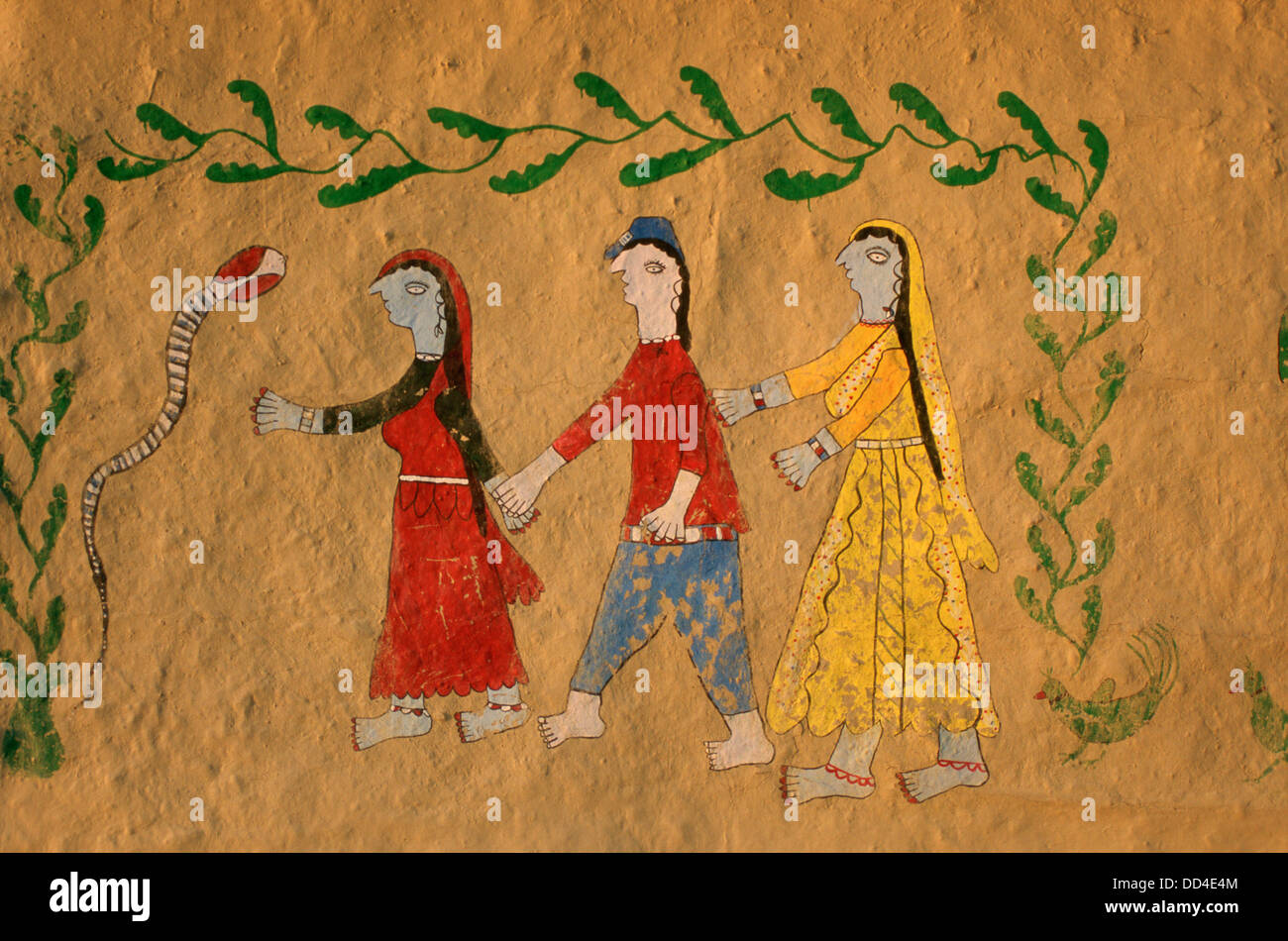 Traditional mural painting on the external wall of a house ( Nepal