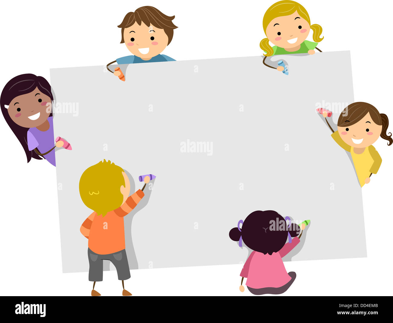 Children white board illustration hi-res stock photography and images -  Alamy